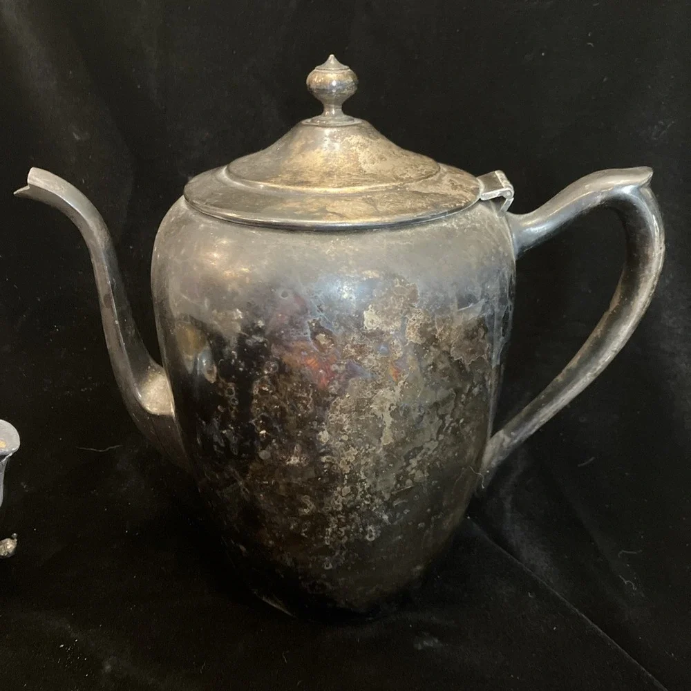 Set of 2 FB Rogers Co 1883 Silver-plate Tea /Coffee Pot (w/lid) Creamer (no lid)